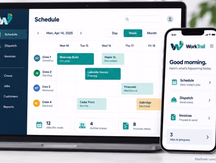 WorkTrail office schedule and mobile crew app